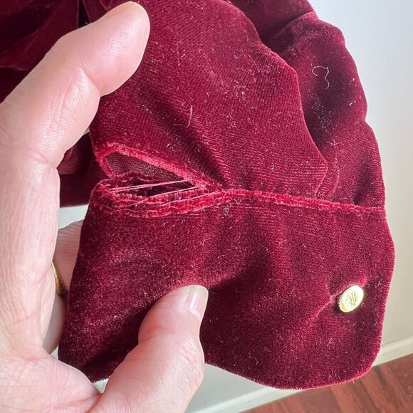 Lauren Ralph Lauren Black Label Velvet Top Sz 4 Deep Red Plunging V Neck - Picture 2 of 8